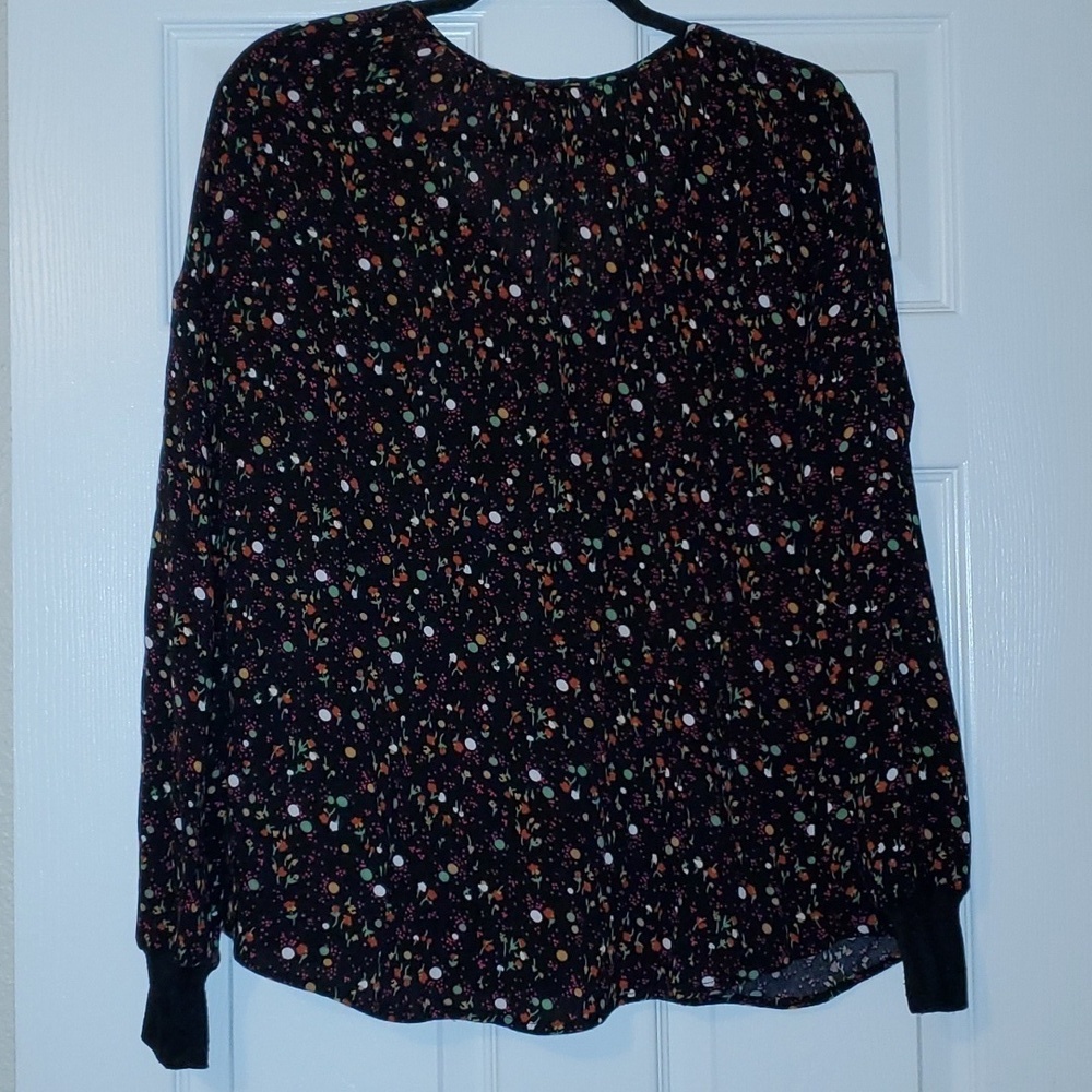 JUICY Couture Womens Black Floral Long Sleeve Blouse Size Small - Picture 6 of 6